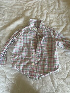 Janie and Jack Pastel Pink & Green Plaid Button-Down Shirt